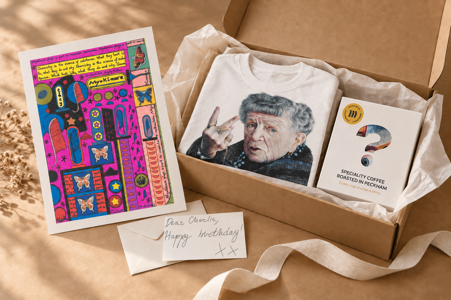 BrushPast gift box with coffee, tee and print