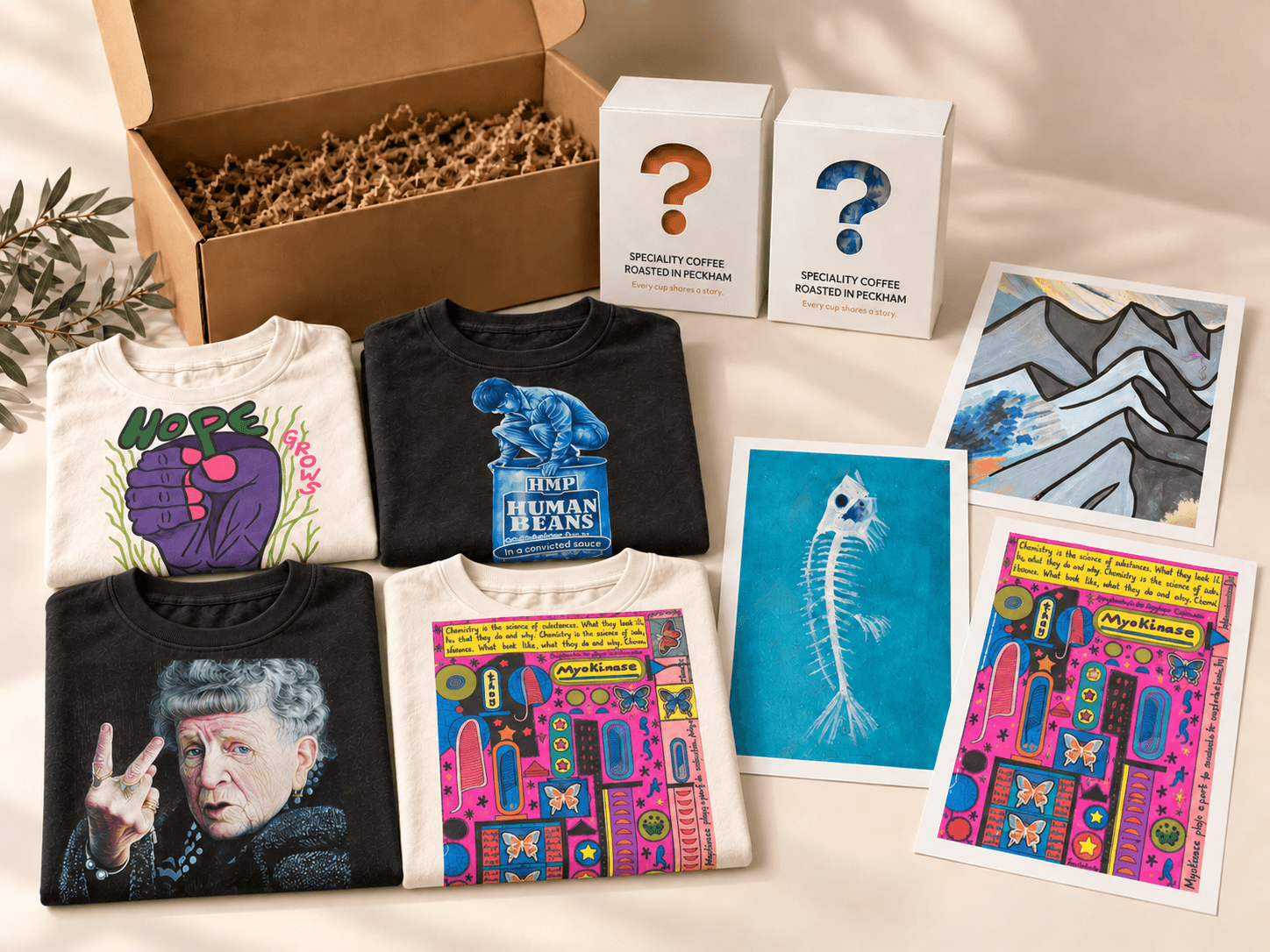 Row of product icons for mixing a custom gift box